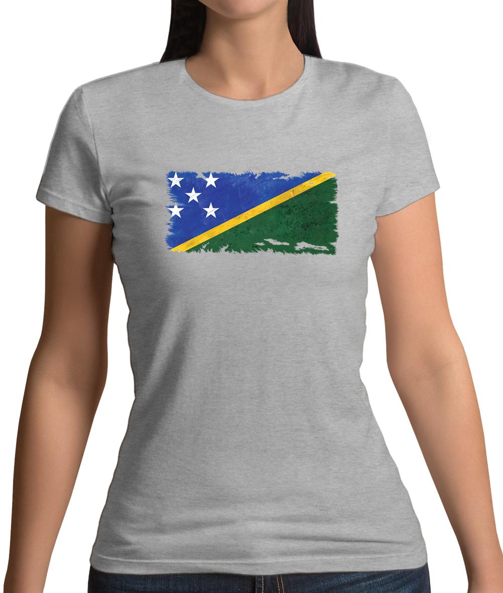 Solomon Islands Grunge Style Flag Womens T-Shirt Solomon Islands Grunge Style Flag Womens T-Shirt