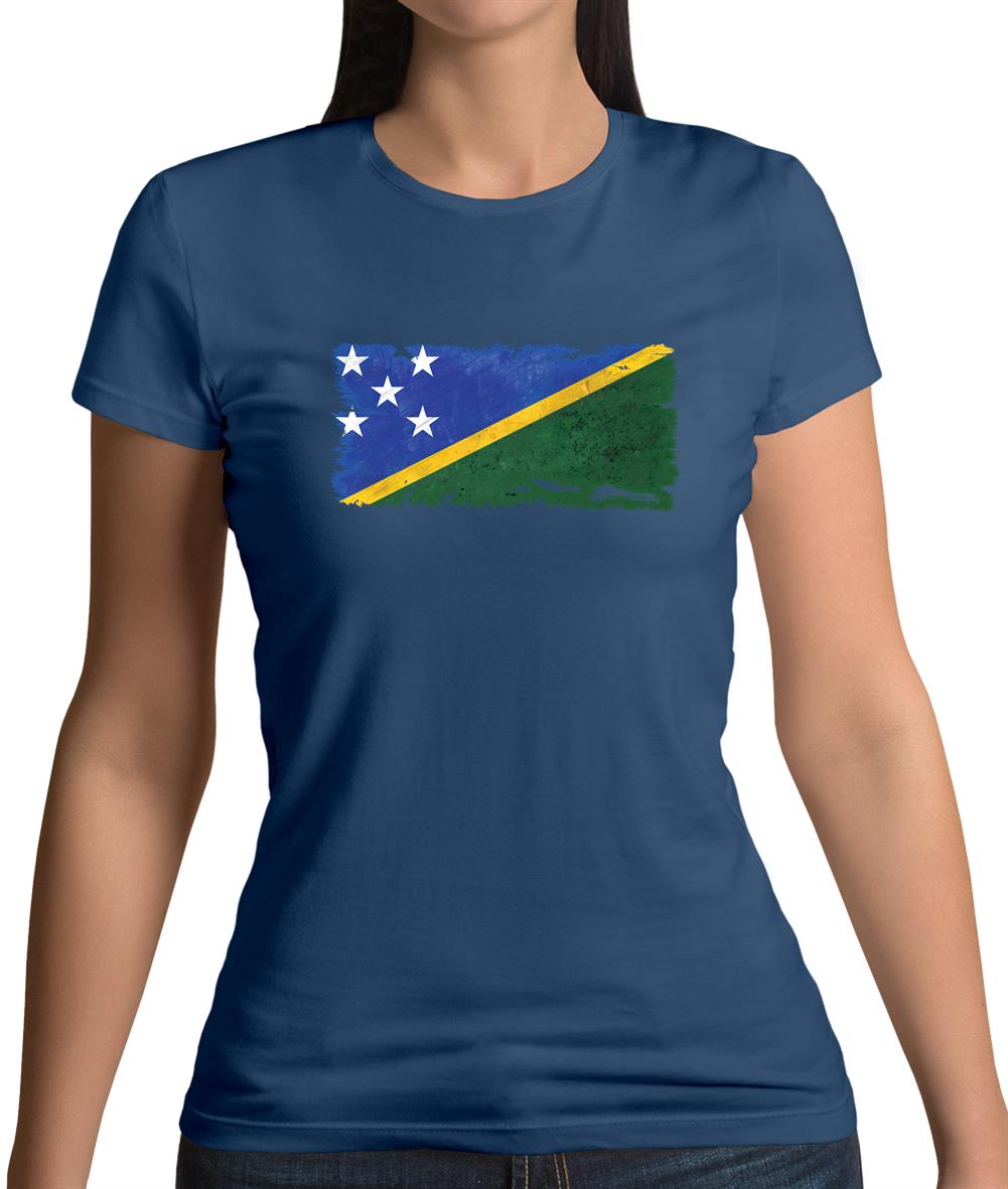 Solomon Islands Grunge Style Flag Womens T-Shirt Solomon Islands Grunge Style Flag Womens T-Shirt