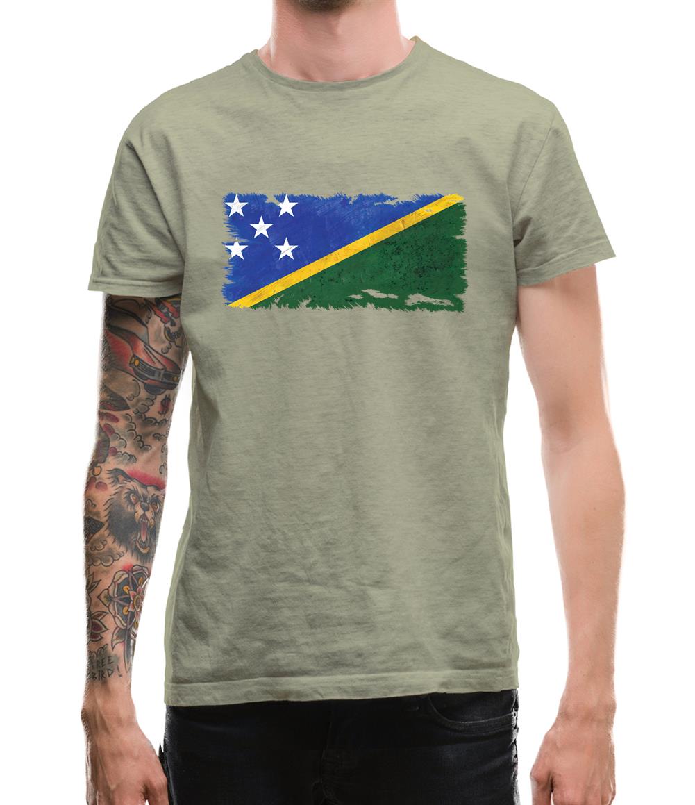 Solomon Islands Grunge Style Flag Mens T-Shirt Solomon Islands Grunge Style Flag Mens T-Shirt