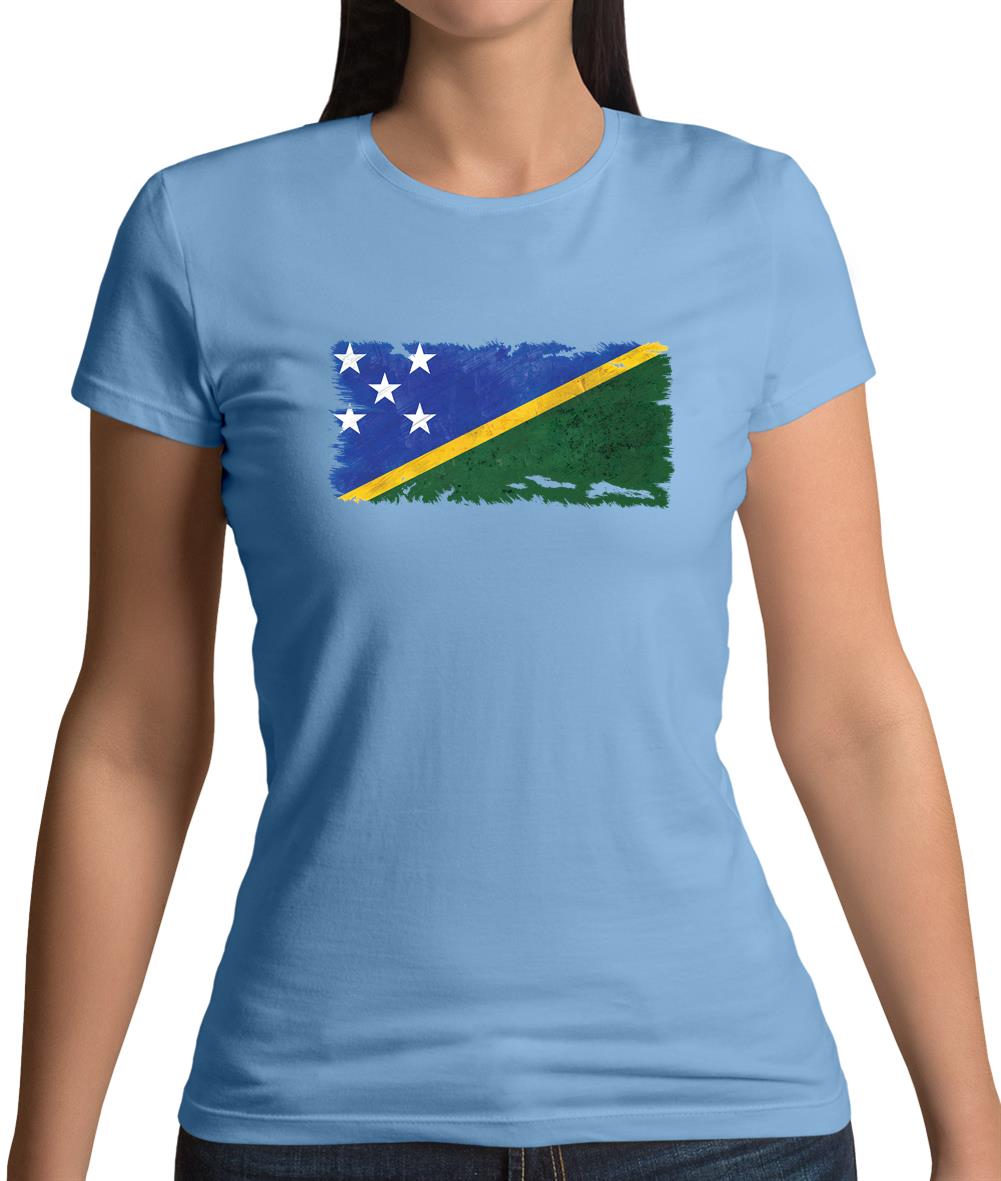 Solomon Islands Grunge Style Flag Womens T-Shirt Solomon Islands Grunge Style Flag Womens T-Shirt
