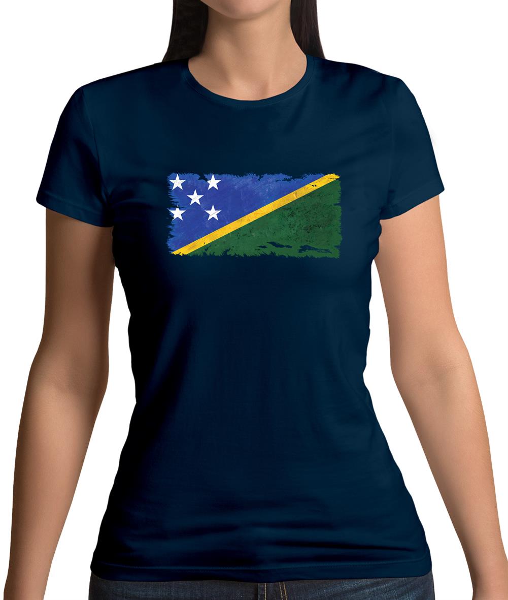 Solomon Islands Grunge Style Flag Womens T-Shirt Solomon Islands Grunge Style Flag Womens T-Shirt