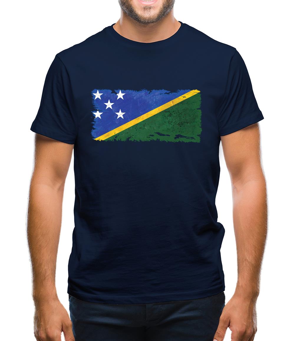 Solomon Islands Grunge Style Flag Mens T-Shirt Solomon Islands Grunge Style Flag Mens T-Shirt