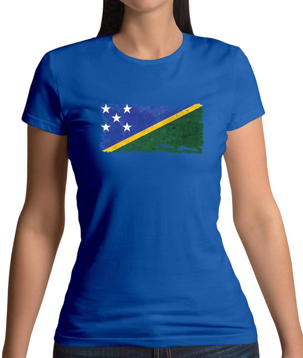 Solomon Islands Grunge Style Flag Womens T-Shirt Solomon Islands Grunge Style Flag Womens T-Shirt