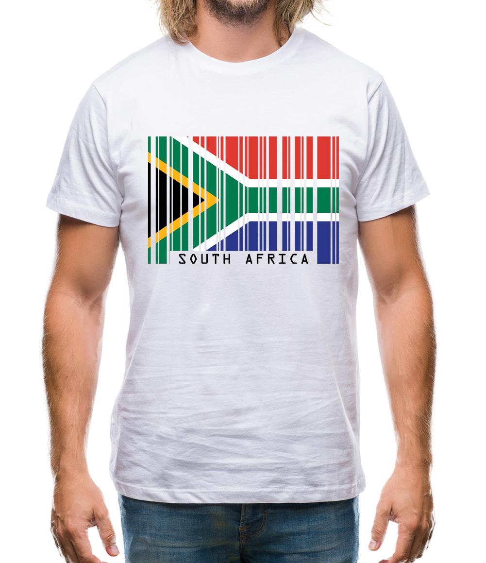 South Africa  Barcode Style Flag Mens T-Shirt South Africa  Barcode Style Flag Mens T-Shirt