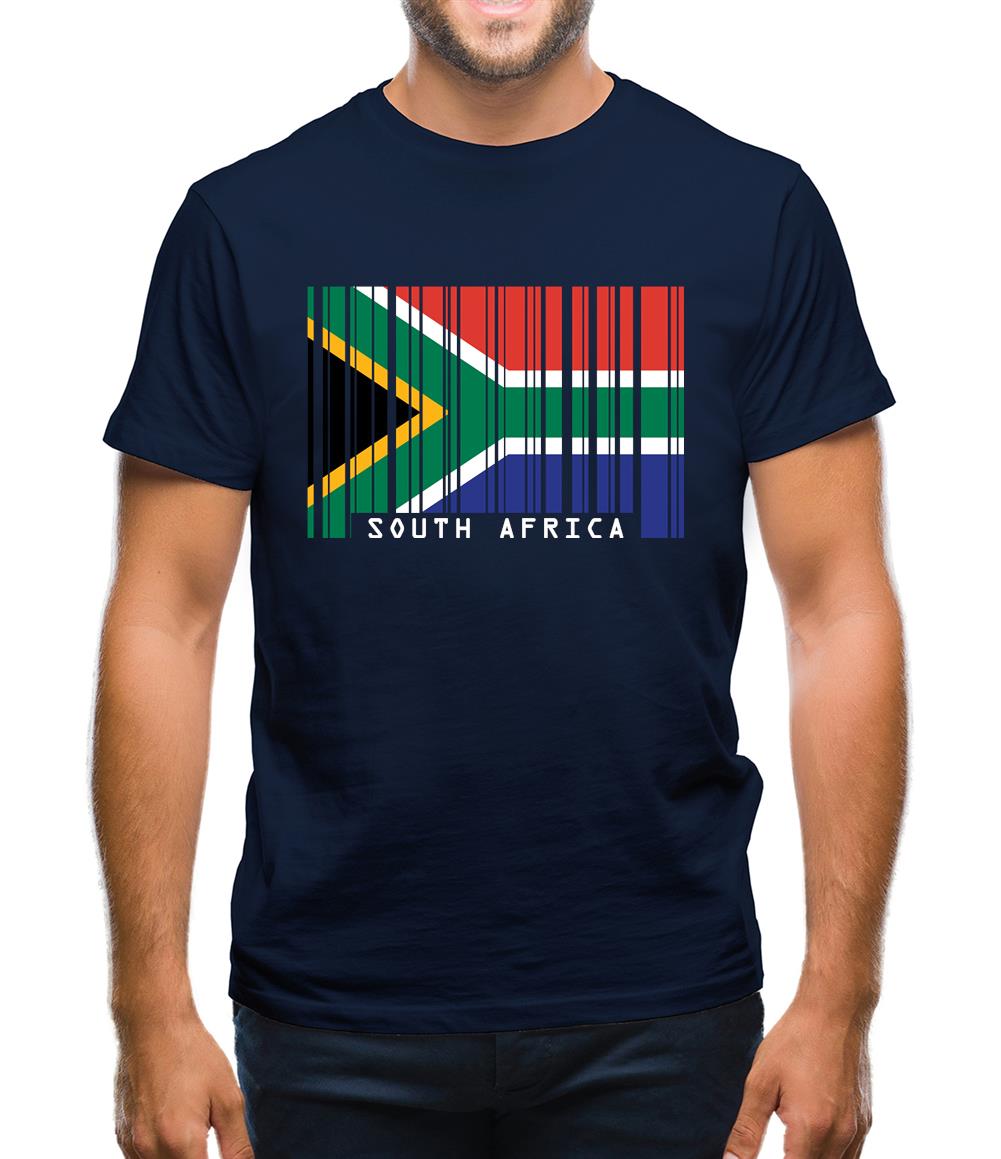 South Africa  Barcode Style Flag Mens T-Shirt South Africa  Barcode Style Flag Mens T-Shirt