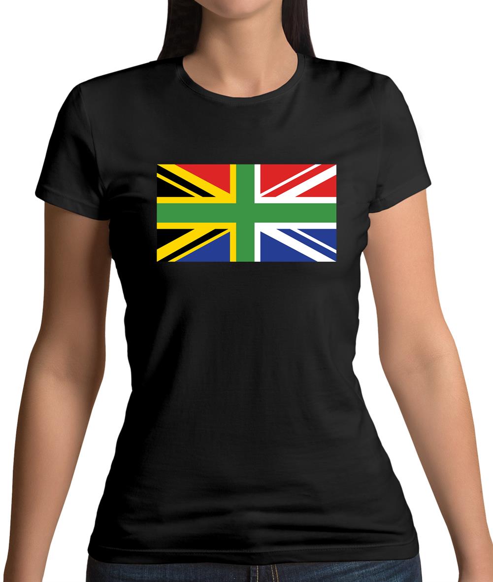 South African Union Jack Flag Womens T-Shirt South African Union Jack Flag Womens T-Shirt