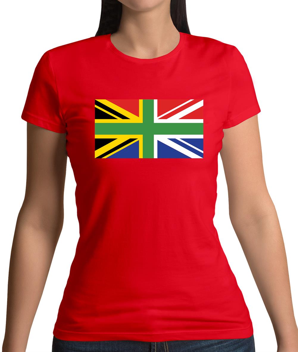 South African Union Jack Flag Womens T-Shirt South African Union Jack Flag Womens T-Shirt