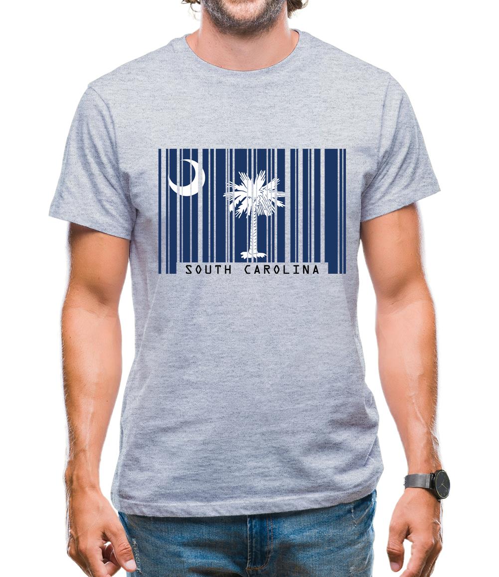 South Carolina  Barcode Style Flag Mens T-Shirt South Carolina  Barcode Style Flag Mens T-Shirt