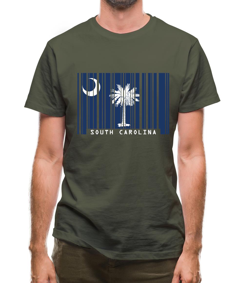 South Carolina  Barcode Style Flag Mens T-Shirt South Carolina  Barcode Style Flag Mens T-Shirt