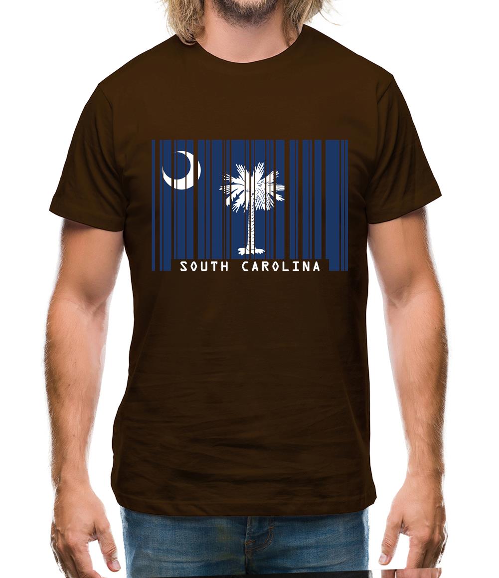 South Carolina  Barcode Style Flag Mens T-Shirt South Carolina  Barcode Style Flag Mens T-Shirt