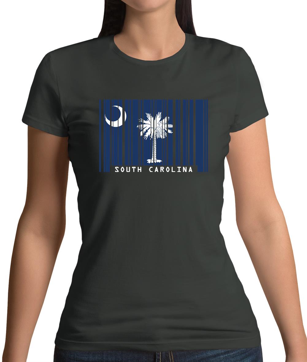 South Carolina  Barcode Style Flag Womens T-Shirt South Carolina  Barcode Style Flag Womens T-Shirt