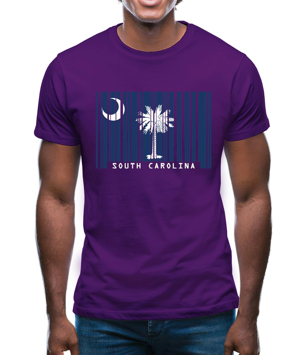 South Carolina  Barcode Style Flag Mens T-Shirt South Carolina  Barcode Style Flag Mens T-Shirt