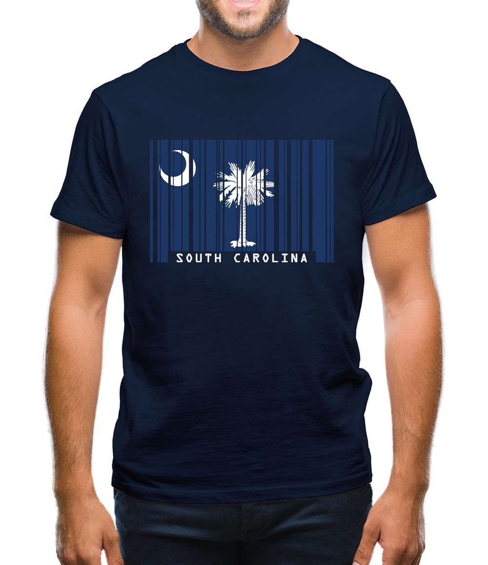 South Carolina  Barcode Style Flag Mens T-Shirt South Carolina  Barcode Style Flag Mens T-Shirt