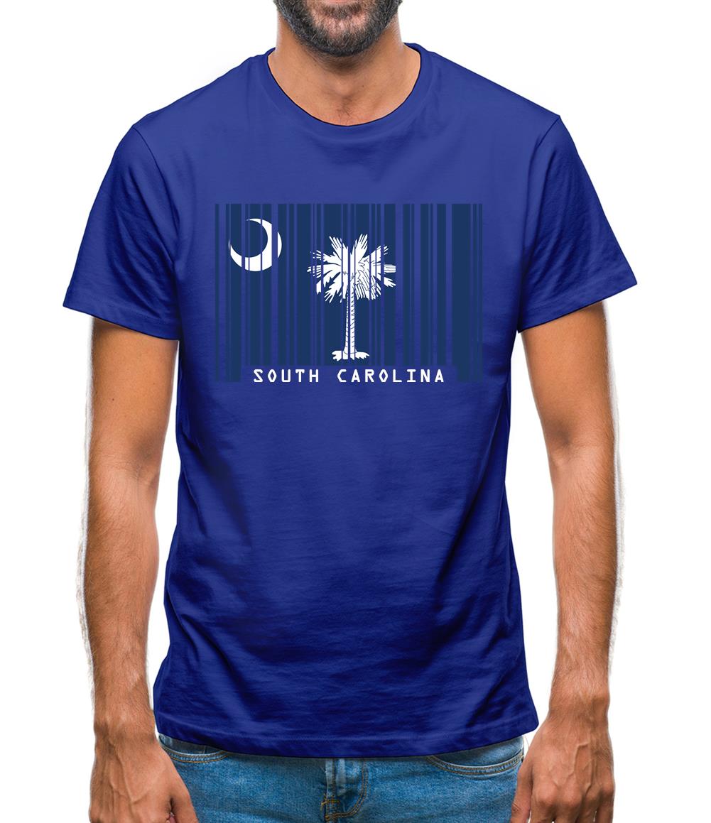 South Carolina  Barcode Style Flag Mens T-Shirt South Carolina  Barcode Style Flag Mens T-Shirt