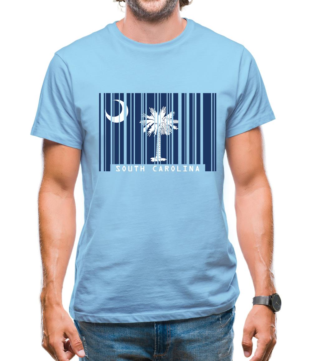 South Carolina  Barcode Style Flag Mens T-Shirt South Carolina  Barcode Style Flag Mens T-Shirt