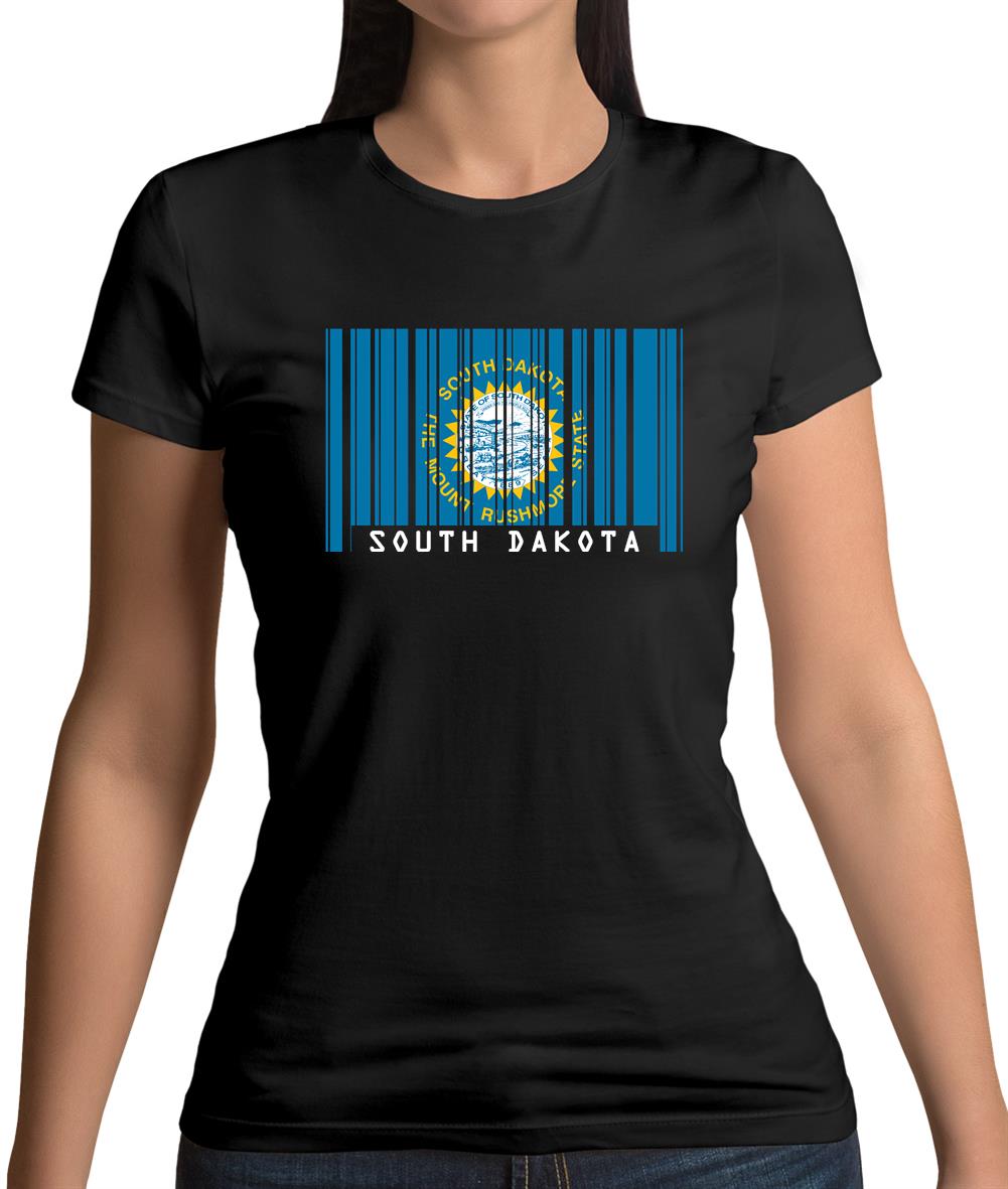 South Dakota  Barcode Style Flag Womens T-Shirt South Dakota  Barcode Style Flag Womens T-Shirt