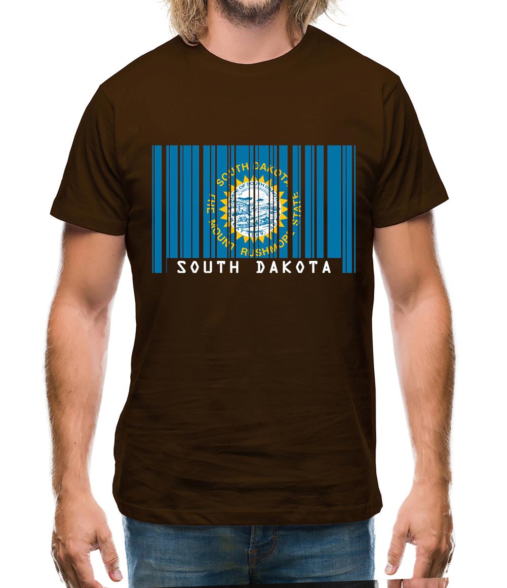 South Dakota  Barcode Style Flag Mens T-Shirt South Dakota  Barcode Style Flag Mens T-Shirt