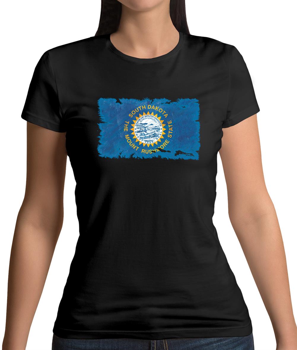South Dakota Grunge Style Flag Womens T-Shirt South Dakota Grunge Style Flag Womens T-Shirt