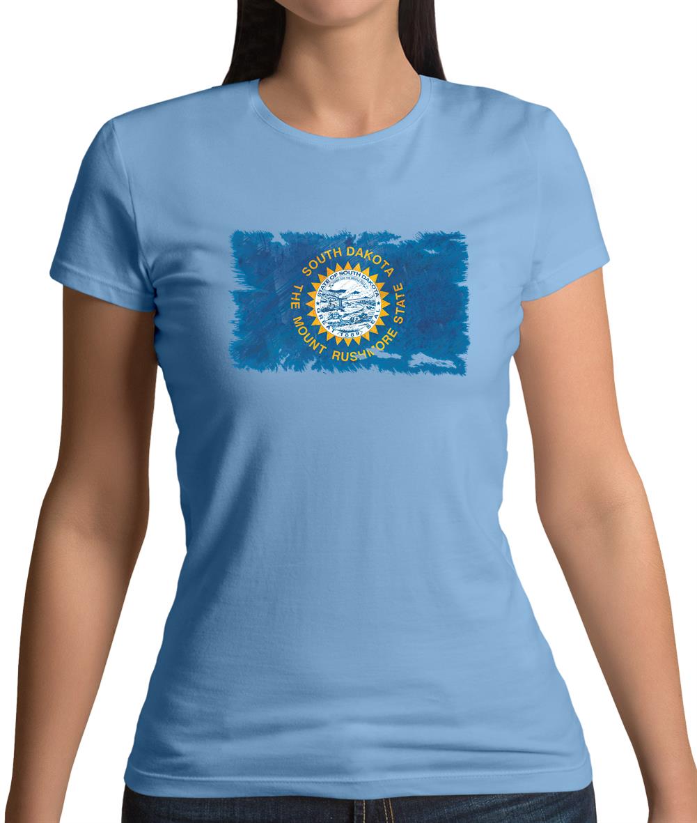 South Dakota Grunge Style Flag Womens T-Shirt South Dakota Grunge Style Flag Womens T-Shirt