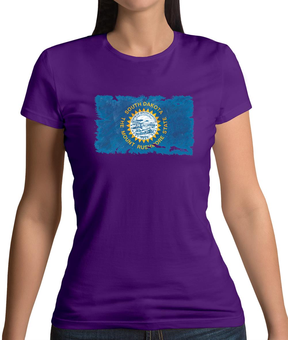 South Dakota Grunge Style Flag Womens T-Shirt South Dakota Grunge Style Flag Womens T-Shirt