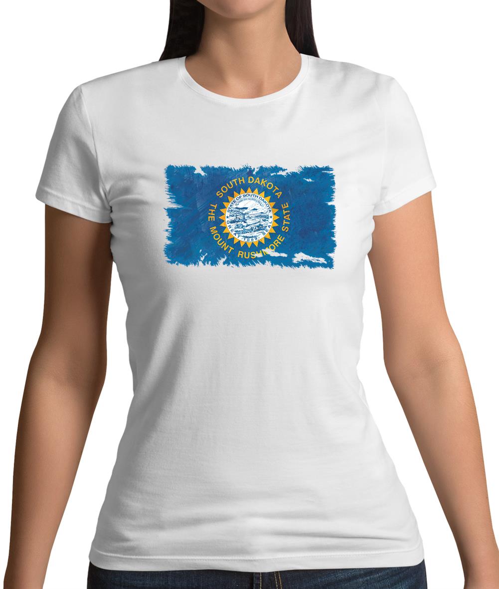South Dakota Grunge Style Flag Womens T-Shirt South Dakota Grunge Style Flag Womens T-Shirt