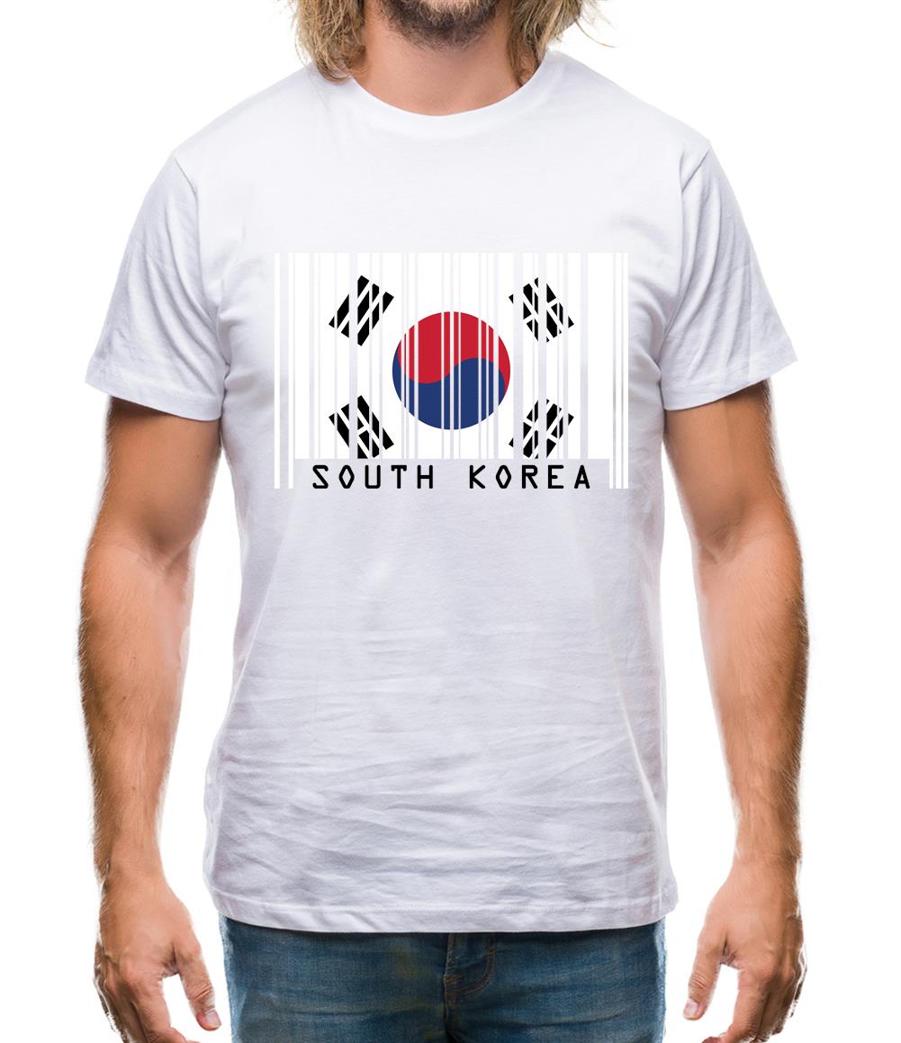 South Korea  Barcode Style Flag Mens T-Shirt South Korea  Barcode Style Flag Mens T-Shirt