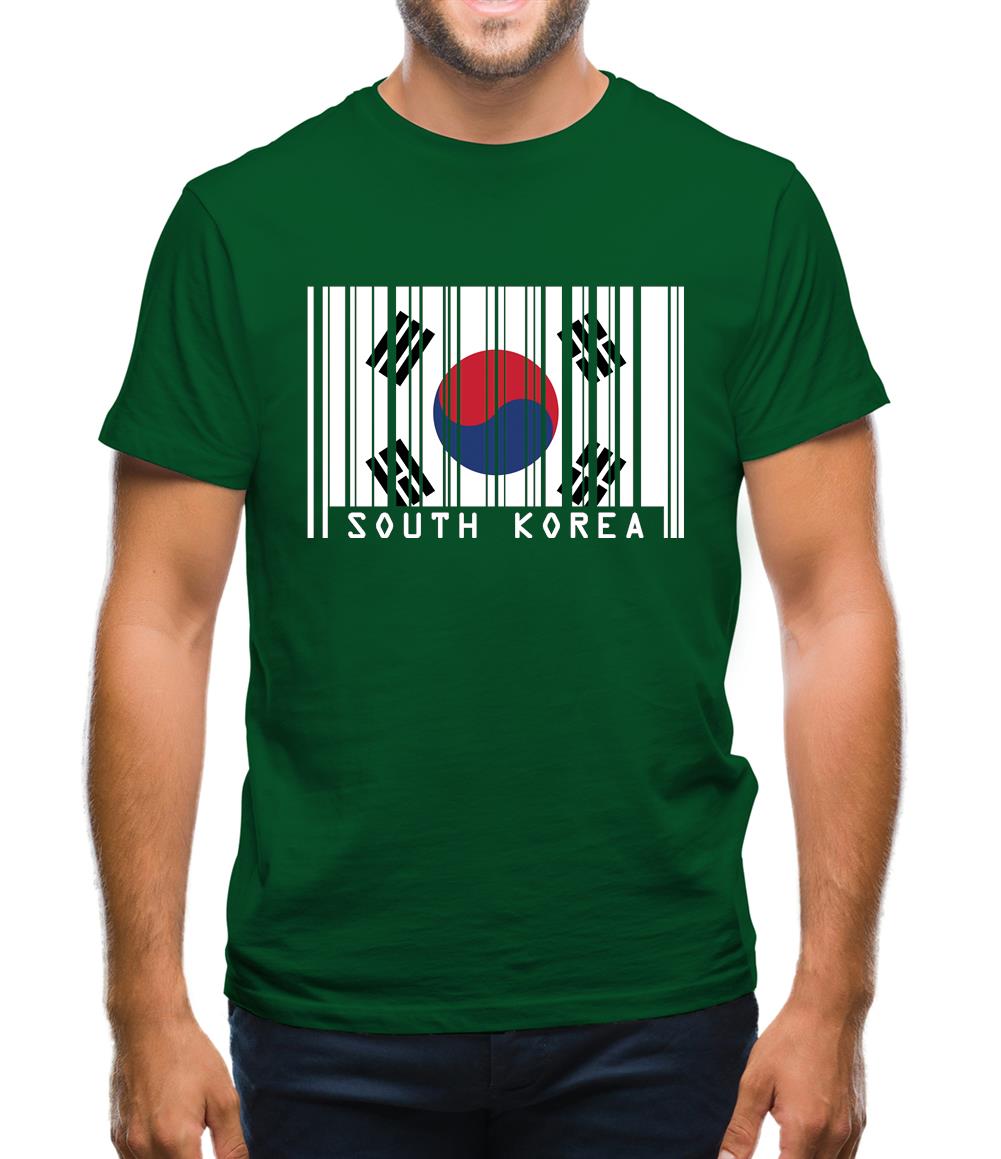 South Korea  Barcode Style Flag Mens T-Shirt South Korea  Barcode Style Flag Mens T-Shirt