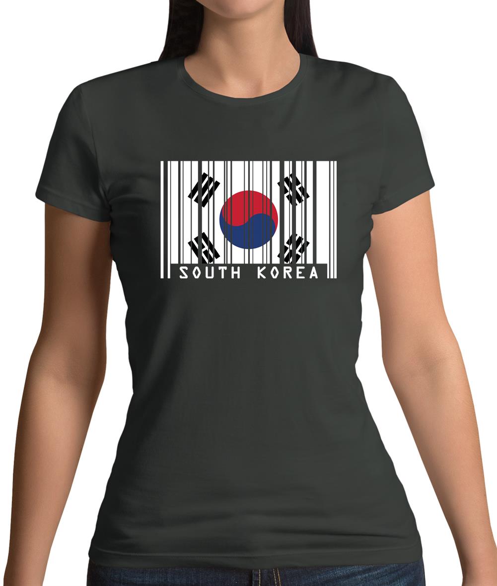 South Korea  Barcode Style Flag Womens T-Shirt South Korea  Barcode Style Flag Womens T-Shirt