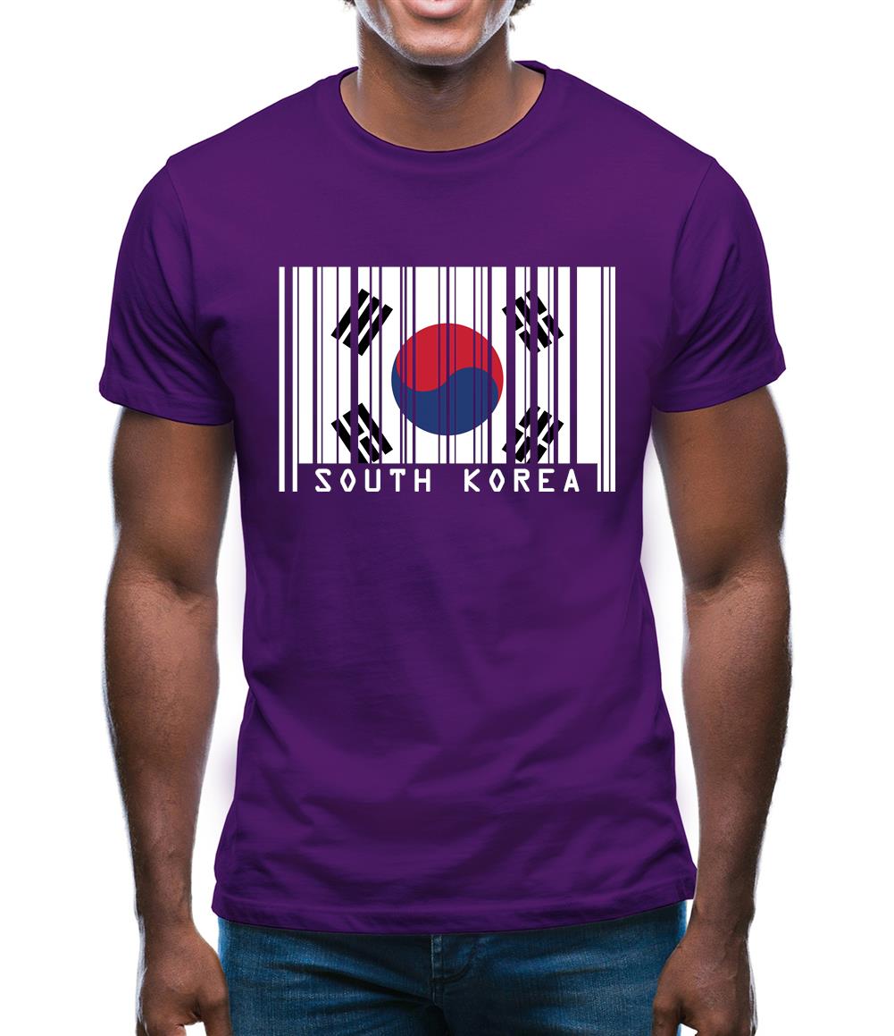South Korea  Barcode Style Flag Mens T-Shirt South Korea  Barcode Style Flag Mens T-Shirt