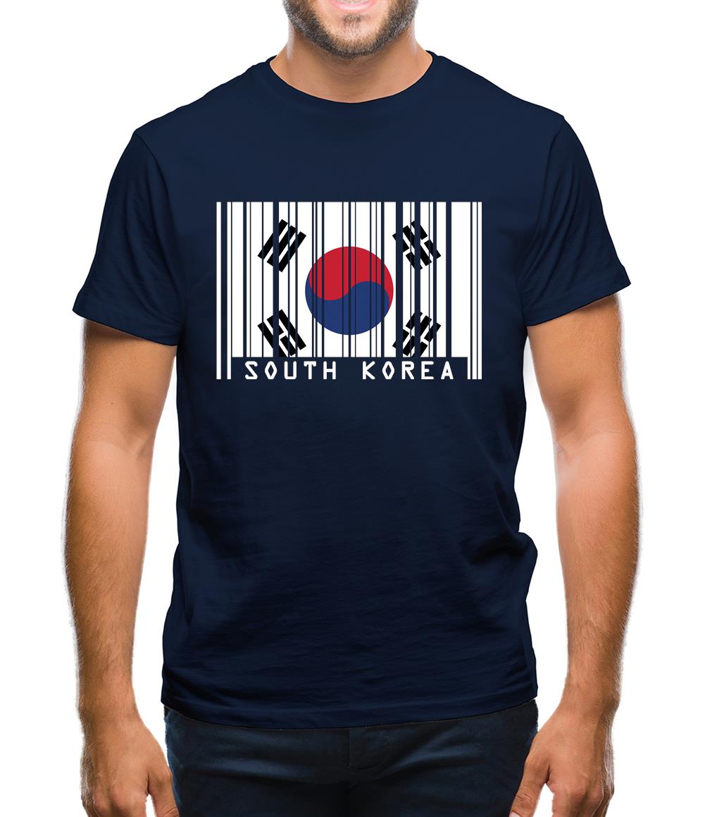South Korea  Barcode Style Flag Mens T-Shirt South Korea  Barcode Style Flag Mens T-Shirt