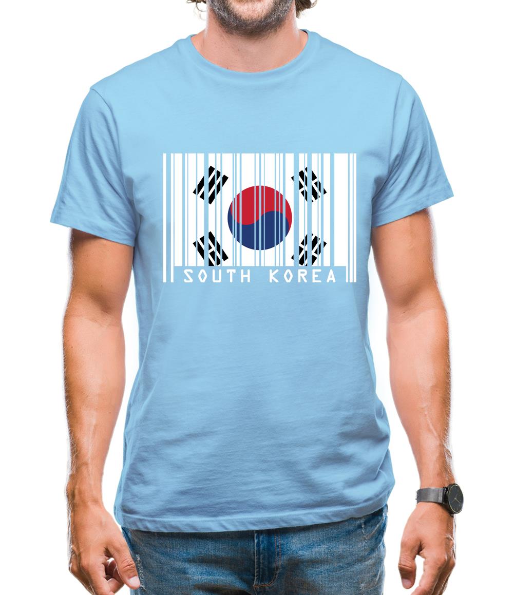 South Korea  Barcode Style Flag Mens T-Shirt South Korea  Barcode Style Flag Mens T-Shirt