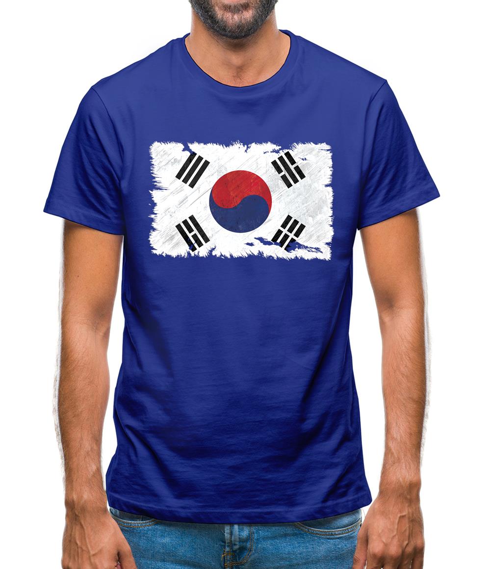 South Korea Grunge Style Flag Mens T-Shirt South Korea Grunge Style Flag Mens T-Shirt