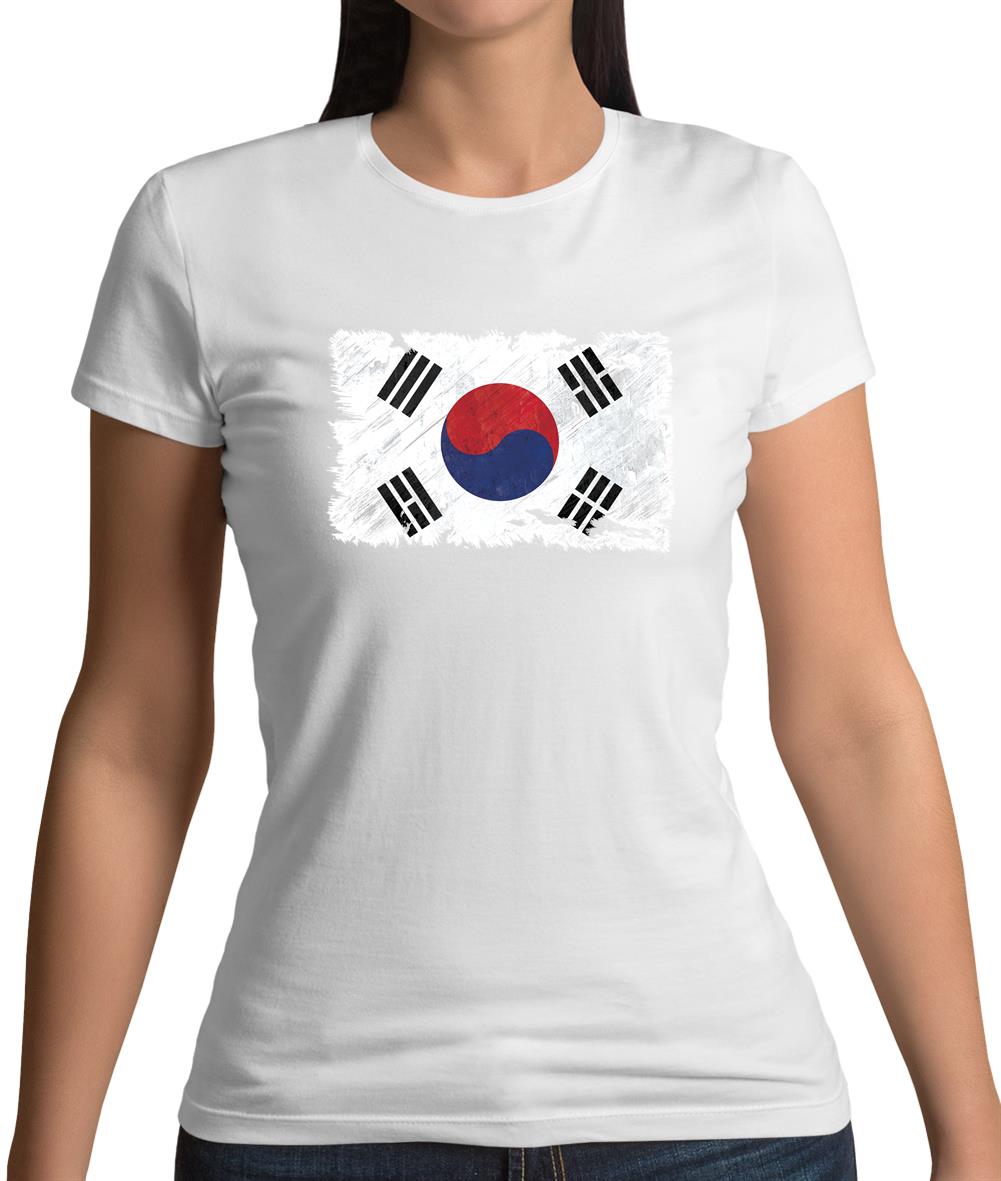 South Korea Grunge Style Flag Womens T-Shirt South Korea Grunge Style Flag Womens T-Shirt
