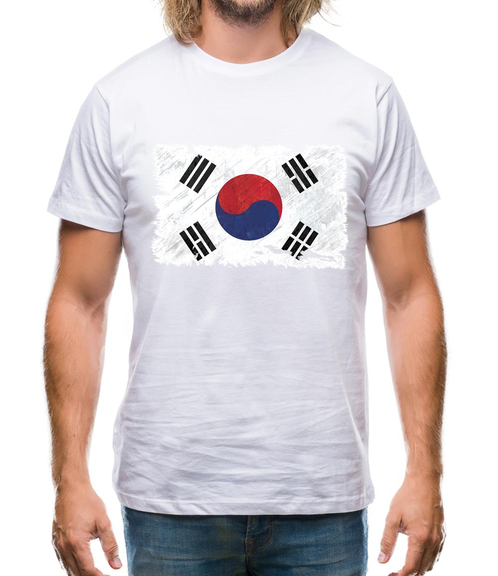 South Korea Grunge Style Flag Mens T-Shirt South Korea Grunge Style Flag Mens T-Shirt