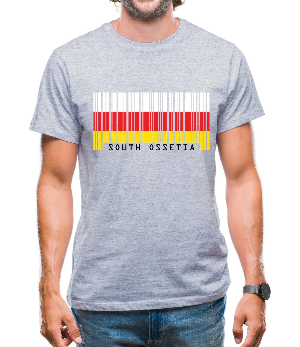 South Ossetia  Barcode Style Flag Mens T-Shirt South Ossetia  Barcode Style Flag Mens T-Shirt
