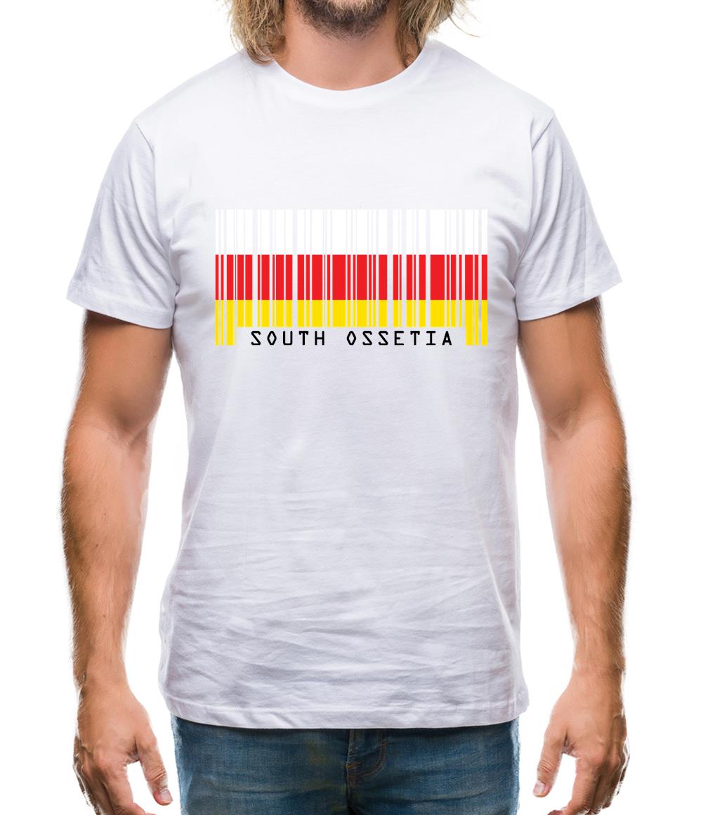 South Ossetia  Barcode Style Flag Mens T-Shirt South Ossetia  Barcode Style Flag Mens T-Shirt