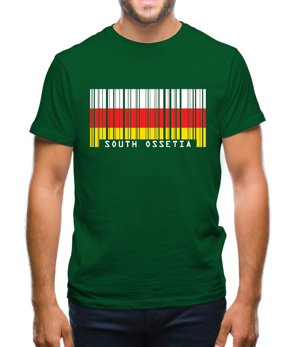 South Ossetia  Barcode Style Flag Mens T-Shirt South Ossetia  Barcode Style Flag Mens T-Shirt