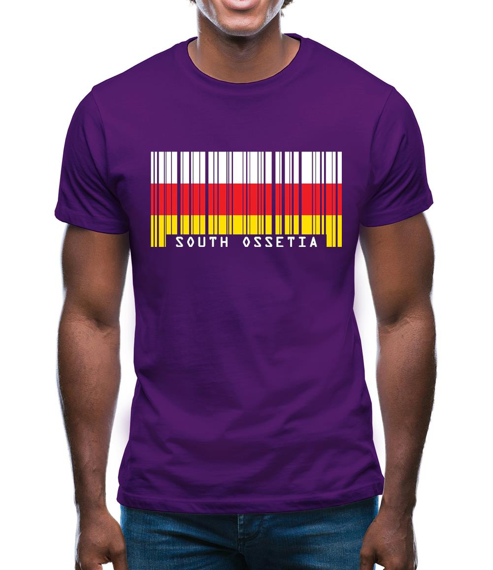 South Ossetia  Barcode Style Flag Mens T-Shirt South Ossetia  Barcode Style Flag Mens T-Shirt
