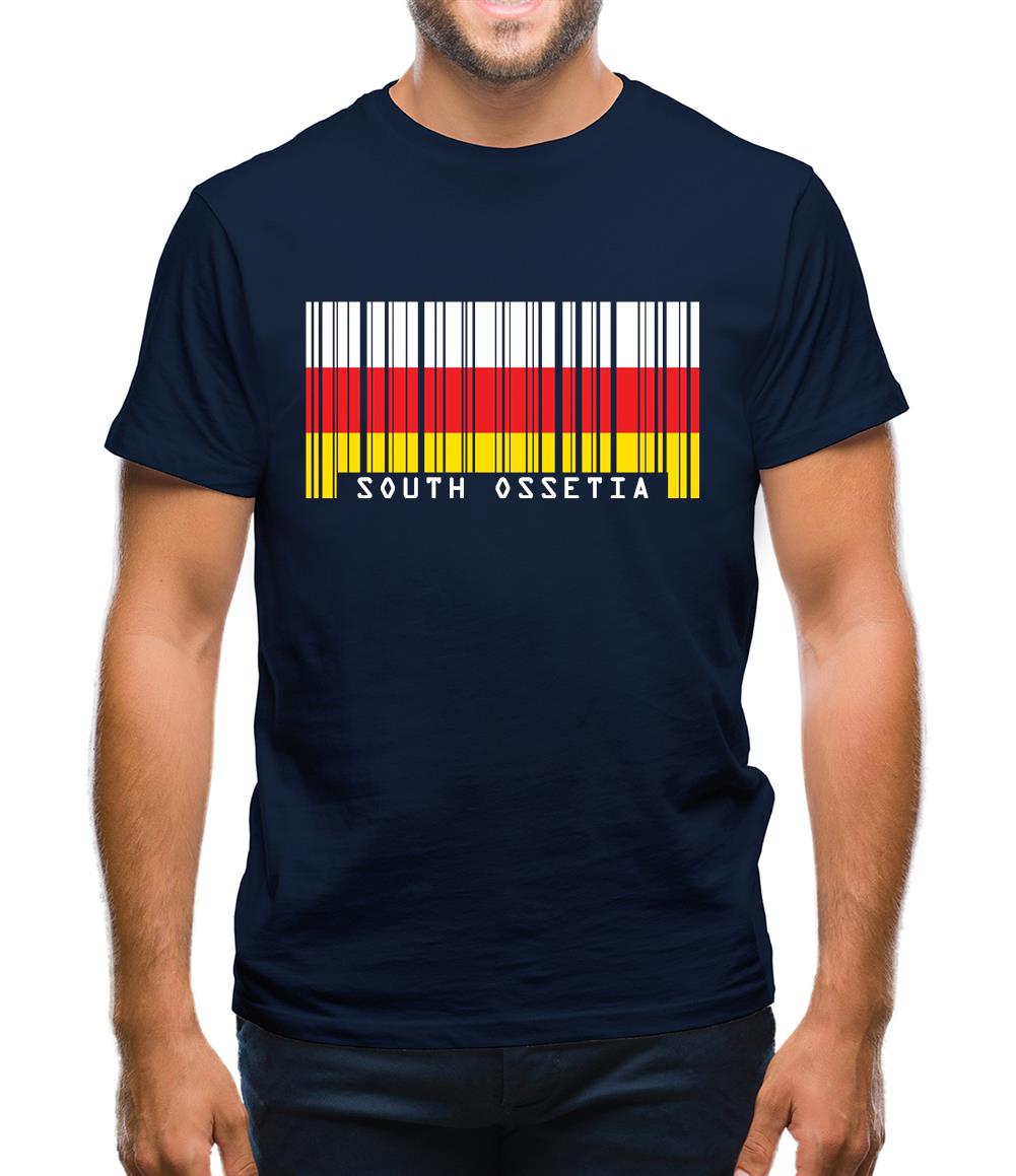 South Ossetia  Barcode Style Flag Mens T-Shirt South Ossetia  Barcode Style Flag Mens T-Shirt