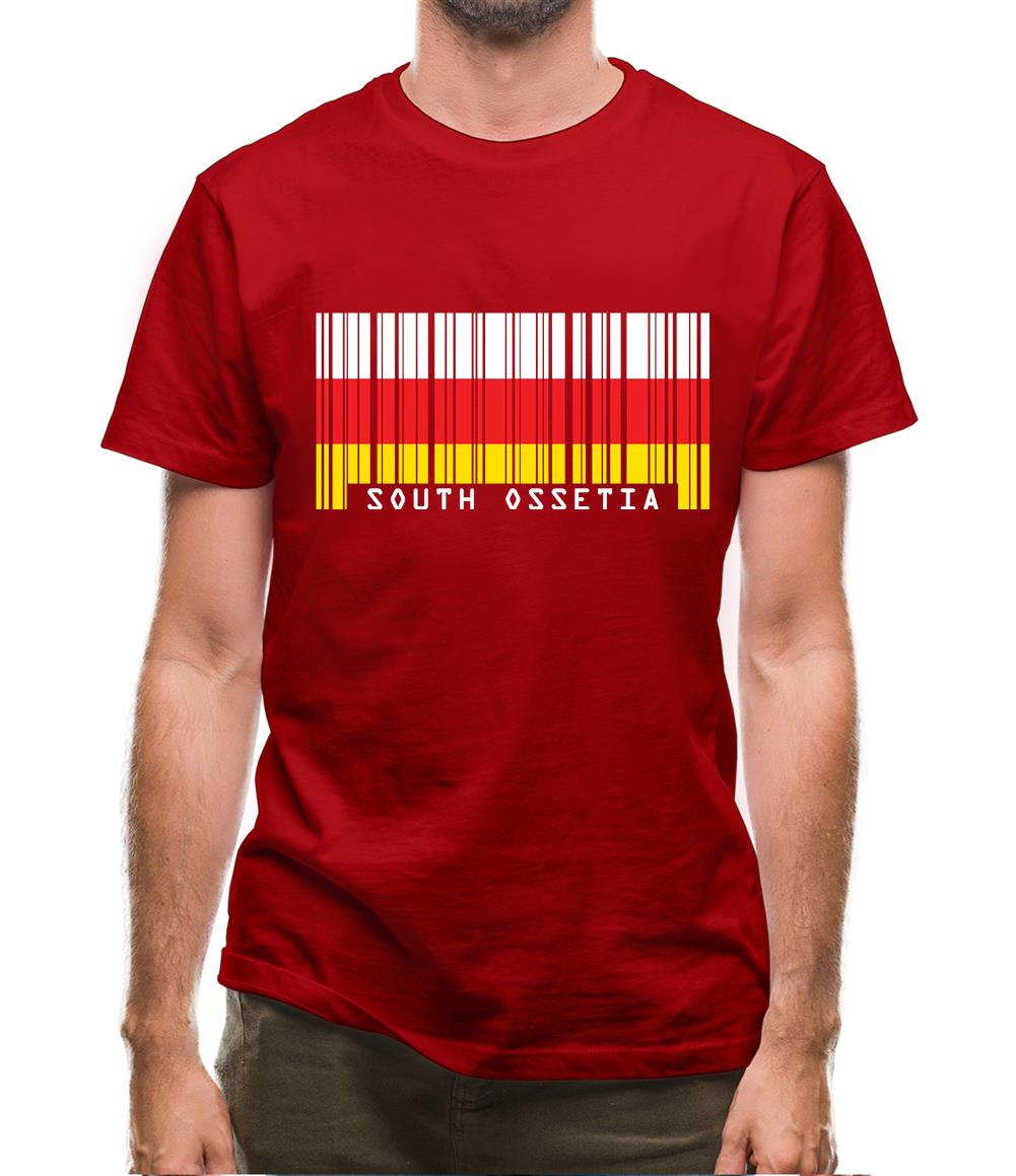 South Ossetia  Barcode Style Flag Mens T-Shirt South Ossetia  Barcode Style Flag Mens T-Shirt