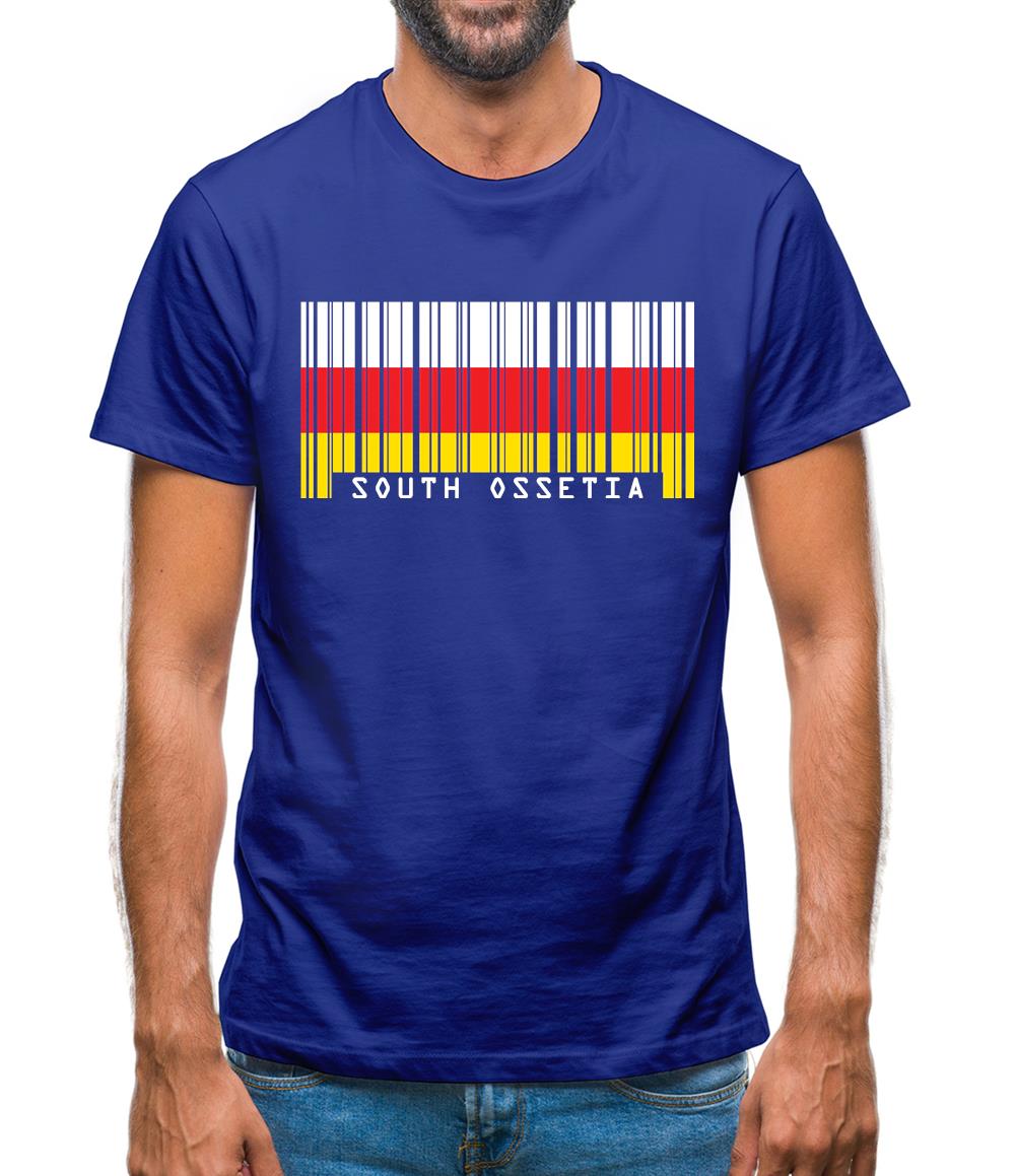 South Ossetia  Barcode Style Flag Mens T-Shirt South Ossetia  Barcode Style Flag Mens T-Shirt