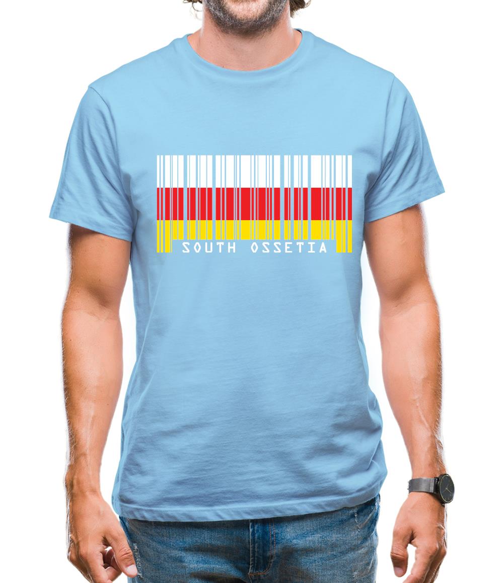 South Ossetia  Barcode Style Flag Mens T-Shirt South Ossetia  Barcode Style Flag Mens T-Shirt