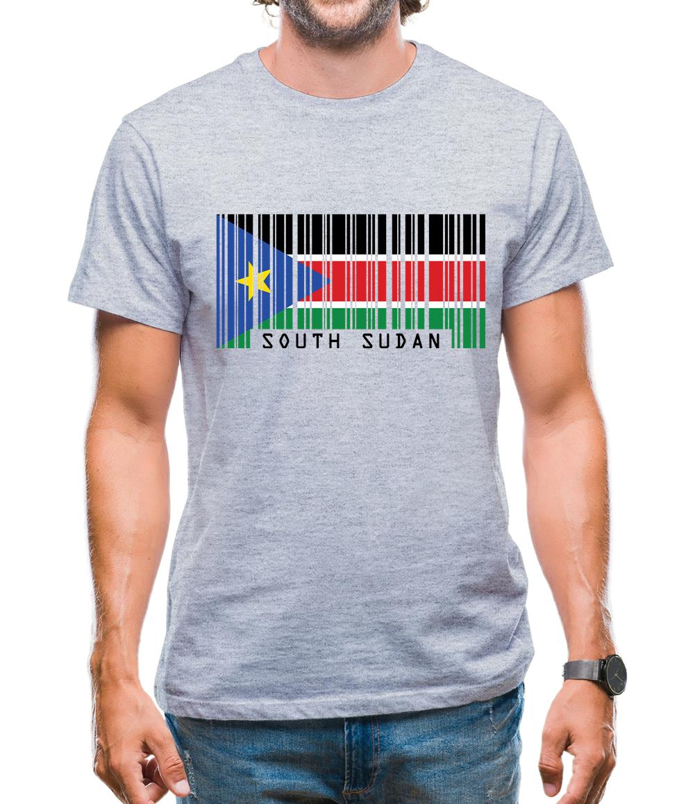 South Sudan  Barcode Style Flag Mens T-Shirt South Sudan  Barcode Style Flag Mens T-Shirt