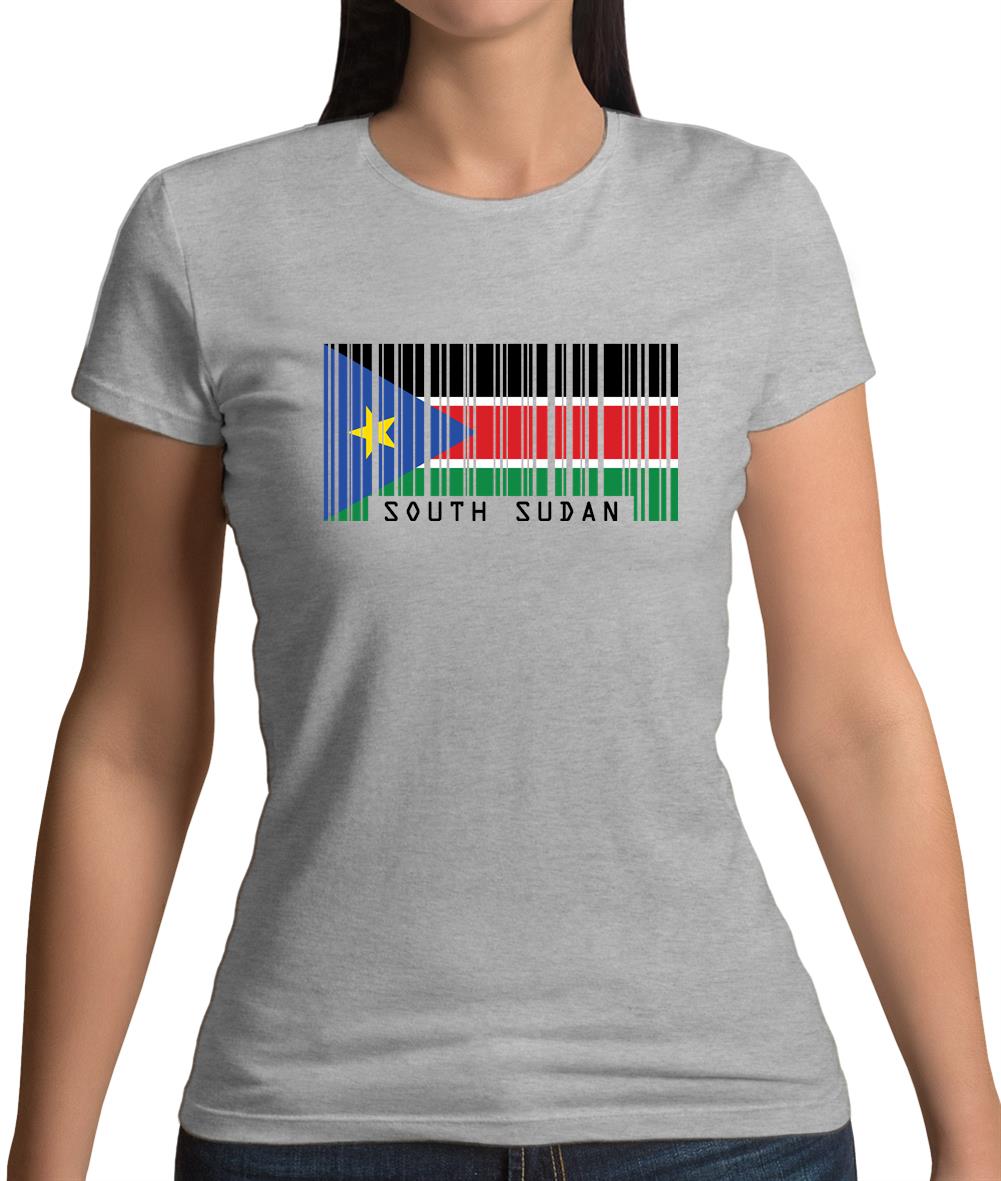 South Sudan  Barcode Style Flag Womens T-Shirt South Sudan  Barcode Style Flag Womens T-Shirt