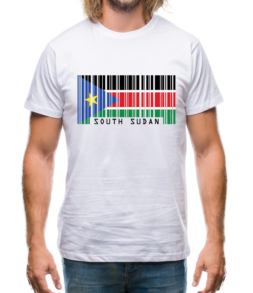 South Sudan  Barcode Style Flag Mens T-Shirt South Sudan  Barcode Style Flag Mens T-Shirt