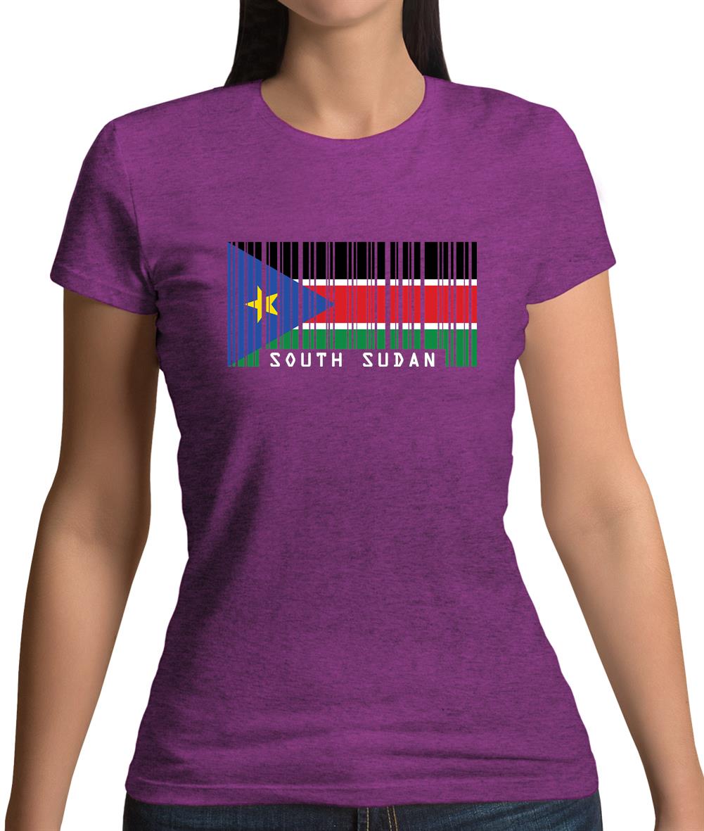 South Sudan  Barcode Style Flag Womens T-Shirt South Sudan  Barcode Style Flag Womens T-Shirt