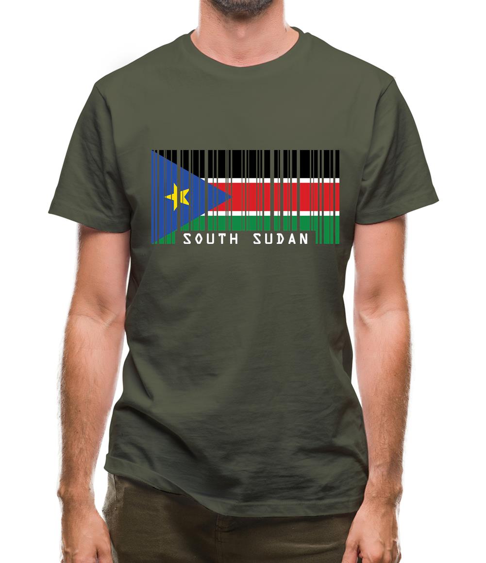 South Sudan  Barcode Style Flag Mens T-Shirt South Sudan  Barcode Style Flag Mens T-Shirt