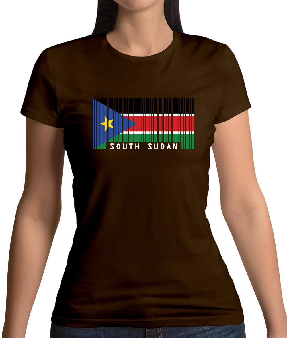 South Sudan  Barcode Style Flag Womens T-Shirt South Sudan  Barcode Style Flag Womens T-Shirt