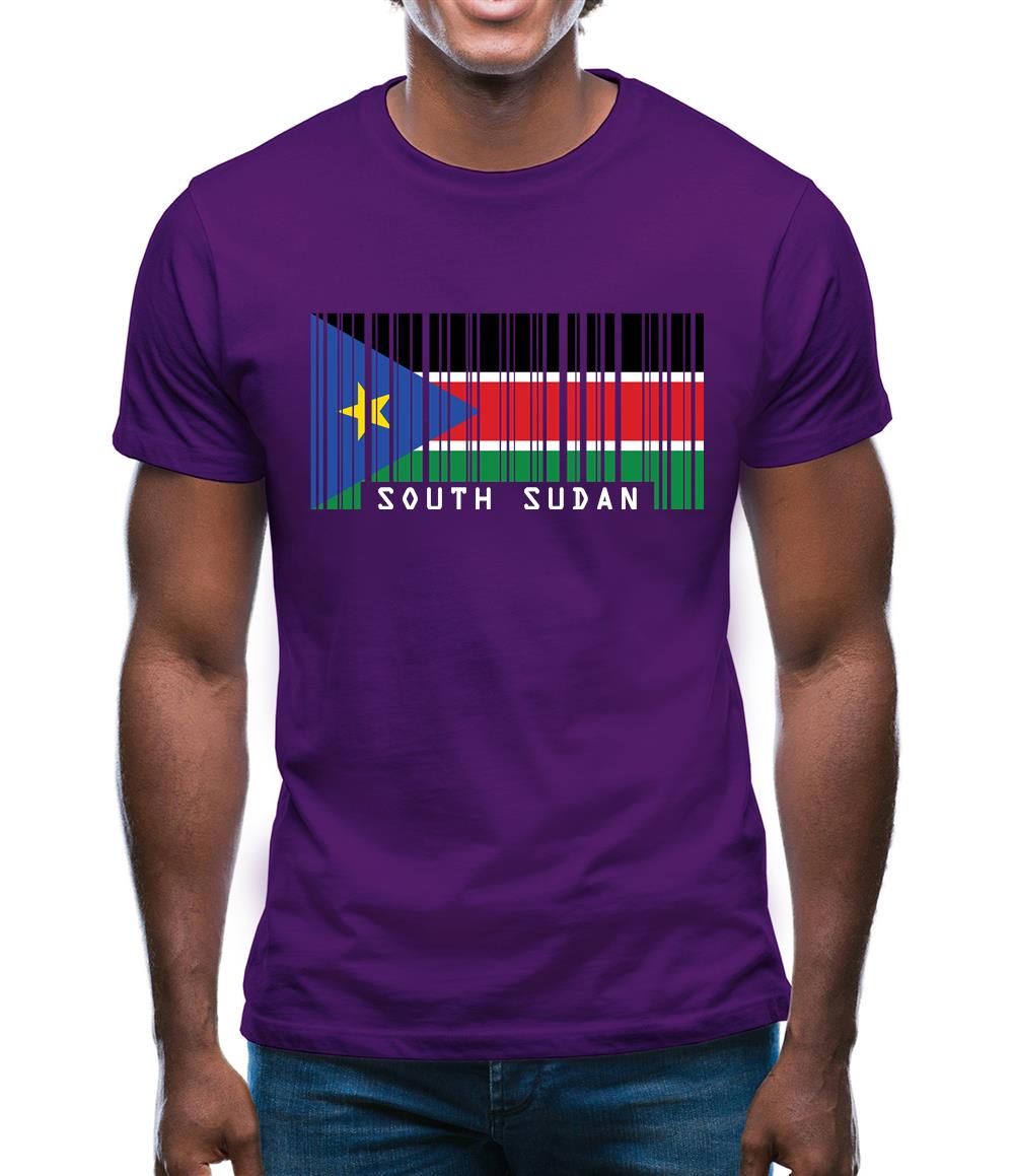 South Sudan  Barcode Style Flag Mens T-Shirt South Sudan  Barcode Style Flag Mens T-Shirt