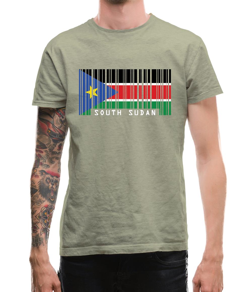 South Sudan  Barcode Style Flag Mens T-Shirt South Sudan  Barcode Style Flag Mens T-Shirt